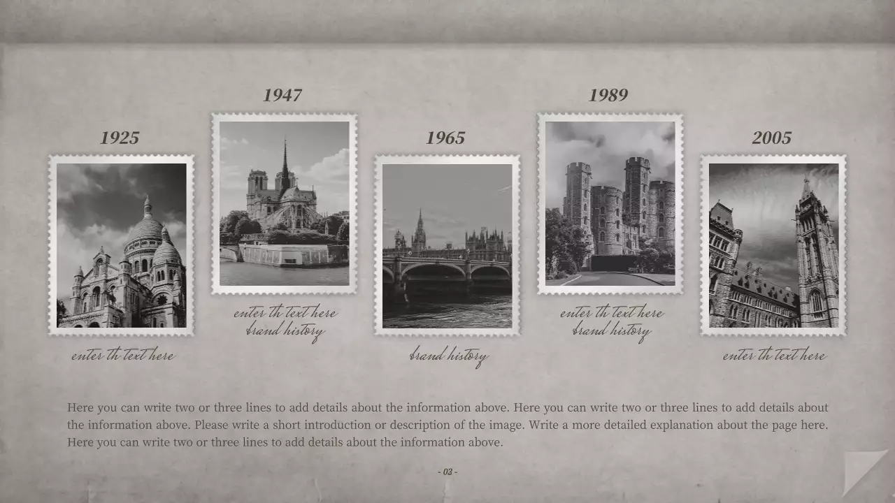 Storybook presentation with a brown, vintage notebook concept