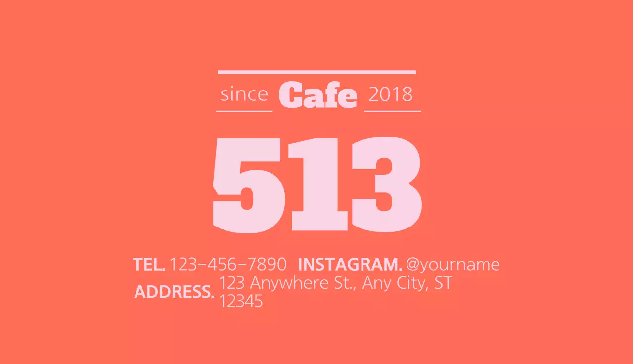 Coral Modern Cafe Promotion Business Card
