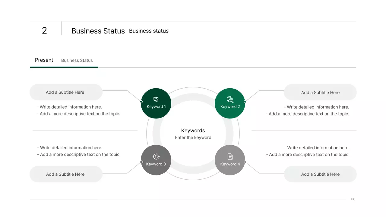 Apresentação infográfica empresarial simples com gradientes azuis e verdes