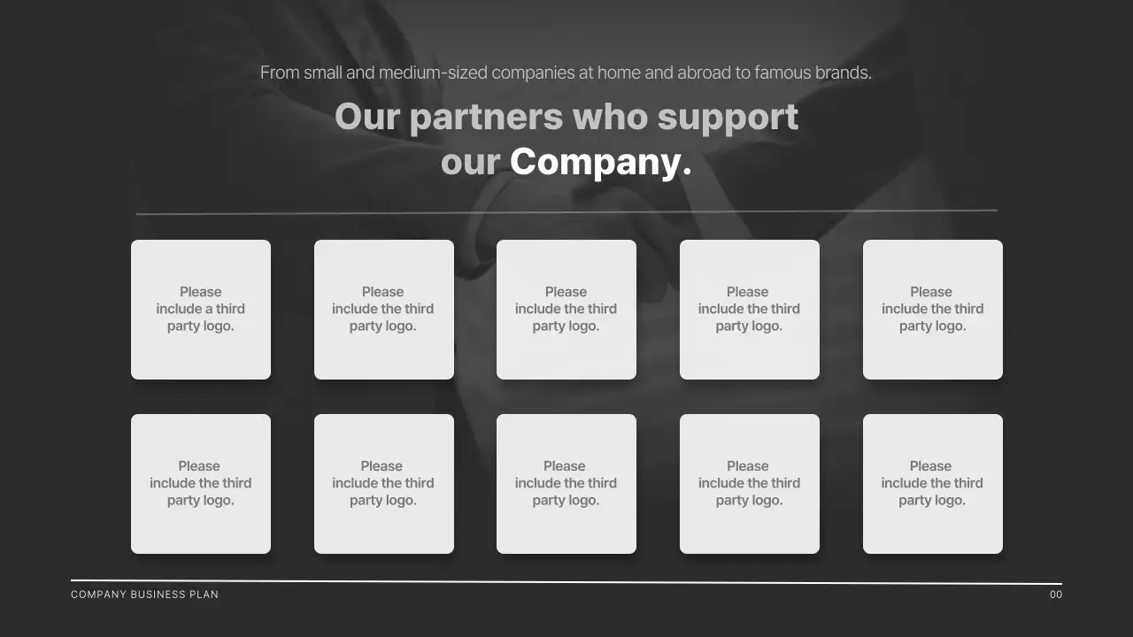 A modern company profile in black and gray