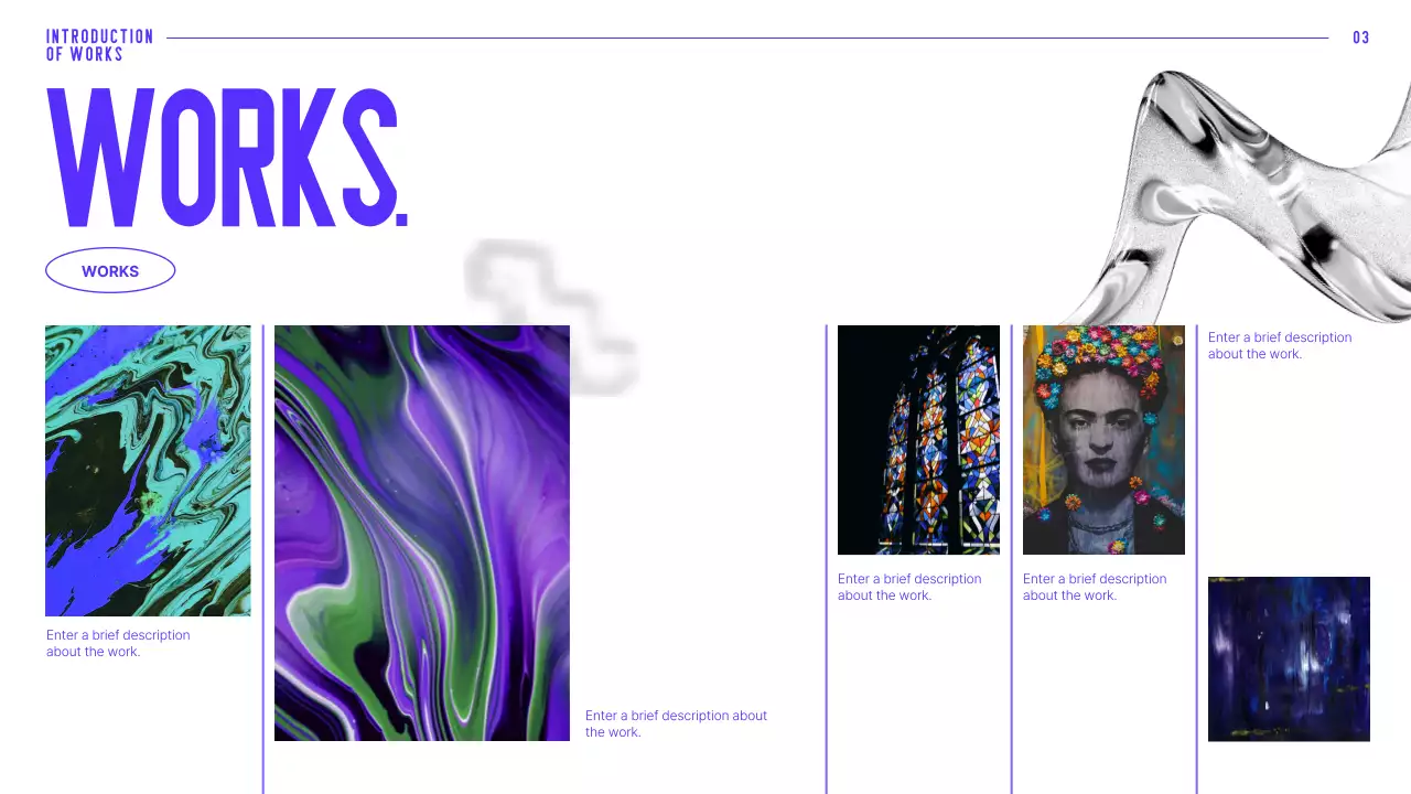 파란색의 타이포를 활용한 3D 모형기반 예술가 인물소개서