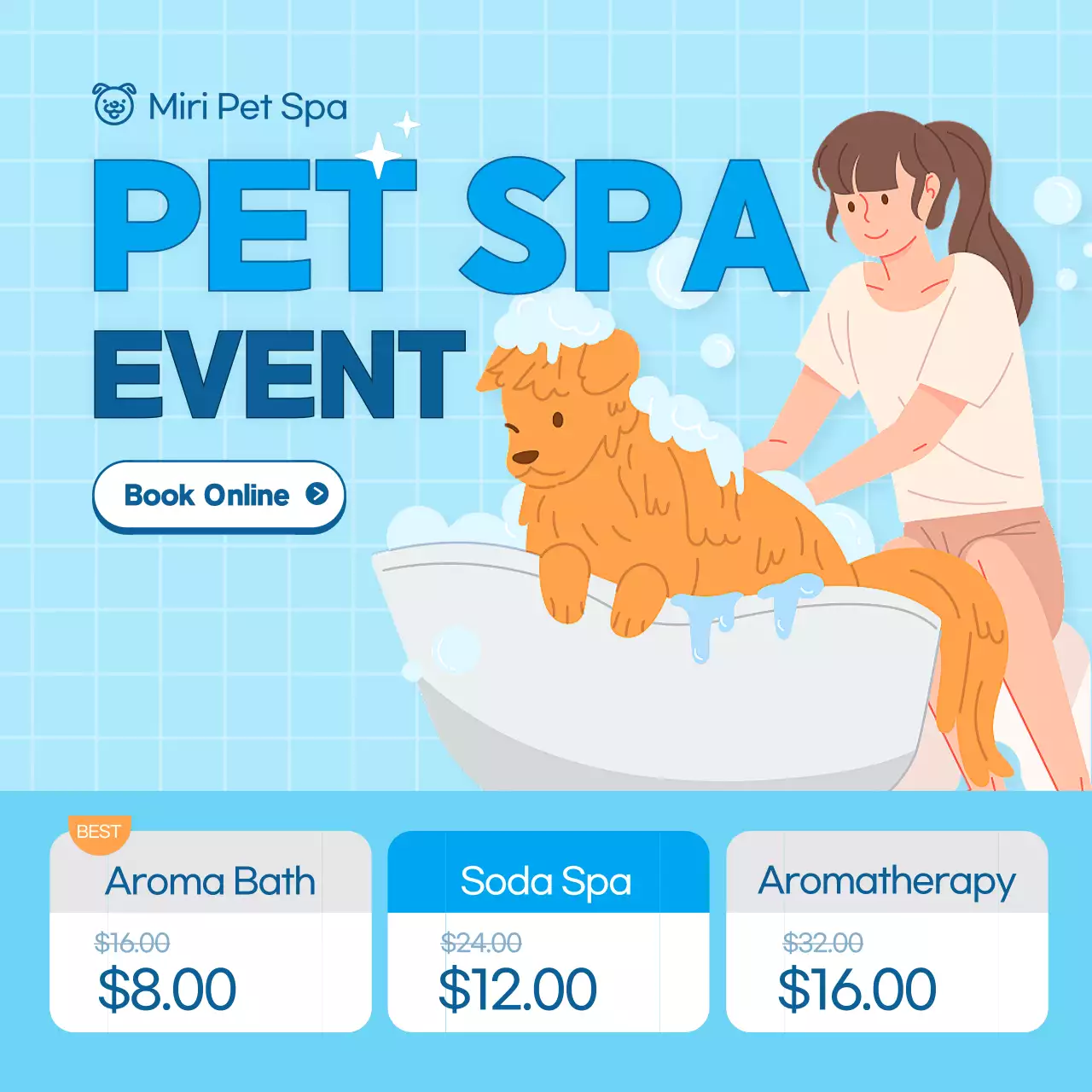Blue Modern Pet Promotion Social Media Post