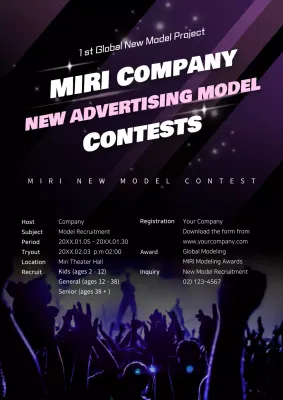 Purple Trendy Model Recruitment Poster