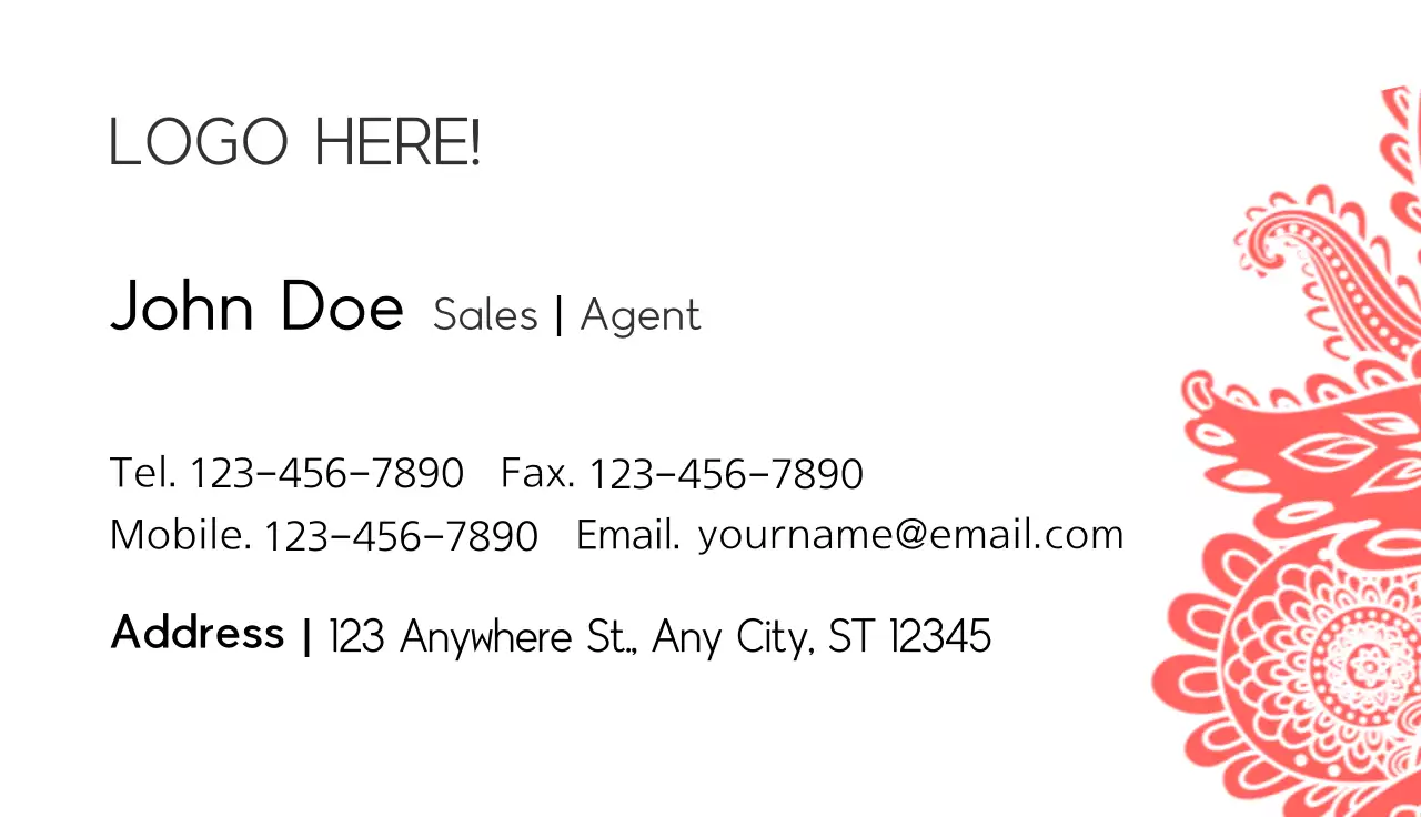 Coral Elegant Business Card