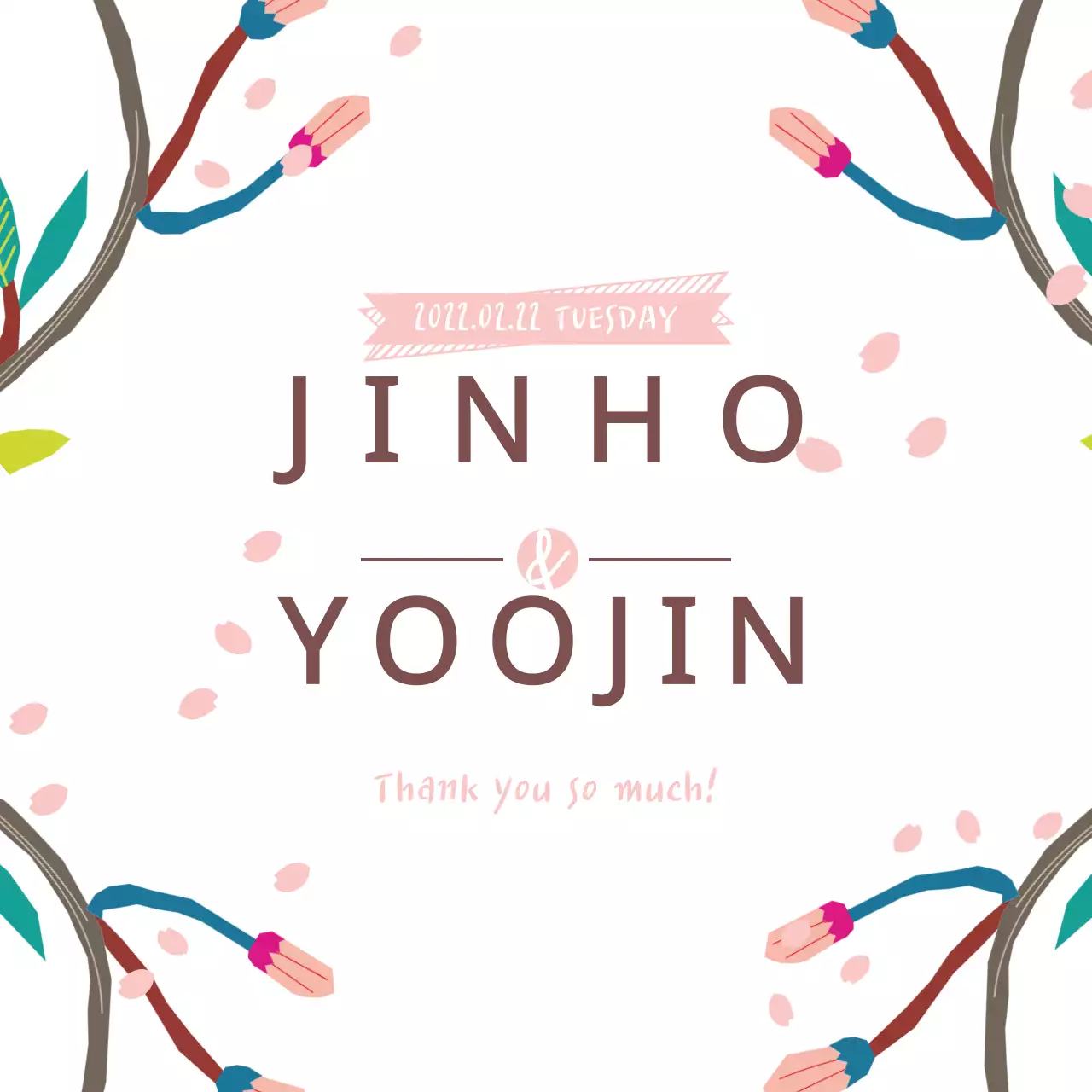 Banner thiệp mời đám cưới thanh lịch màu hồng