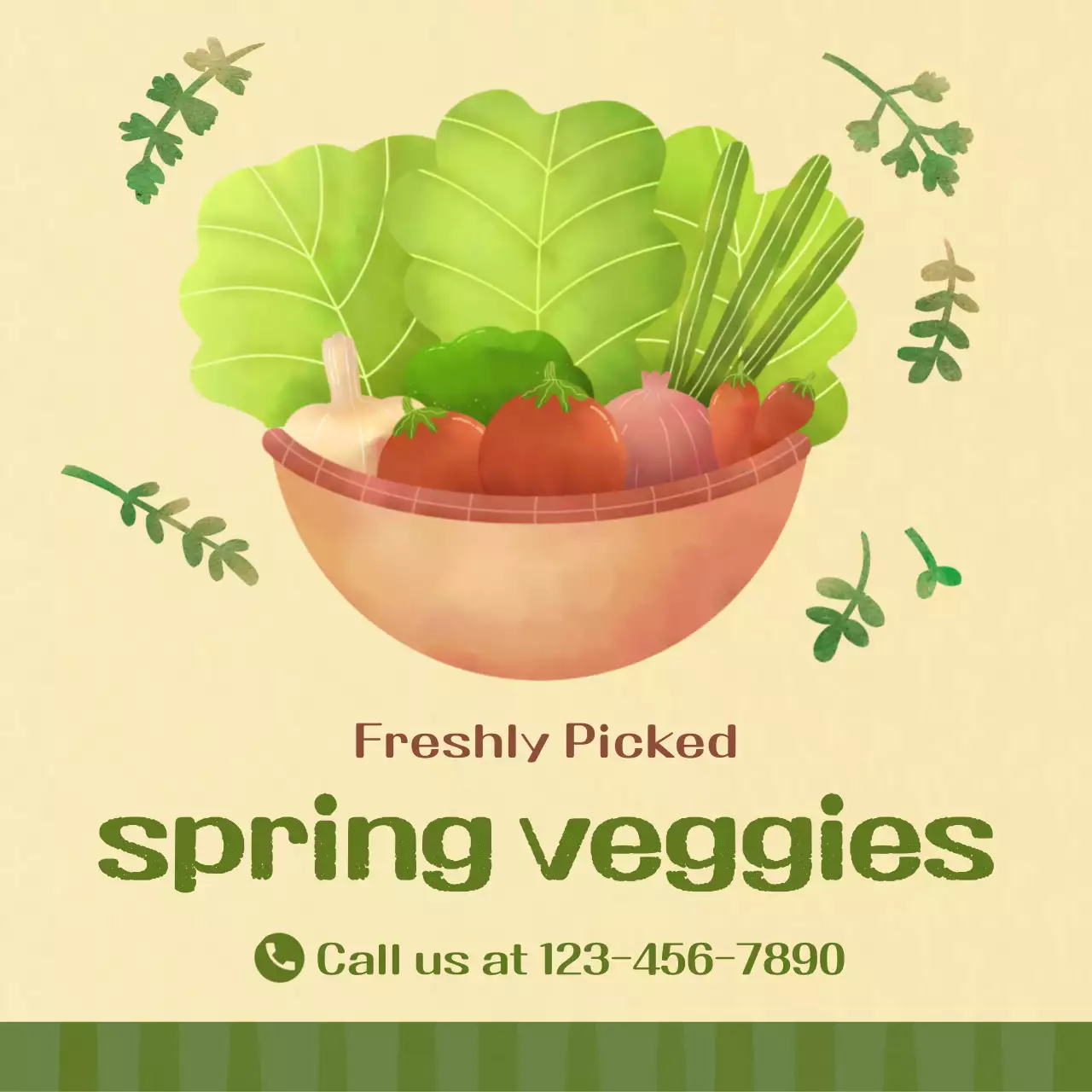 Beige Organic Veggies Promotion Social Media Post