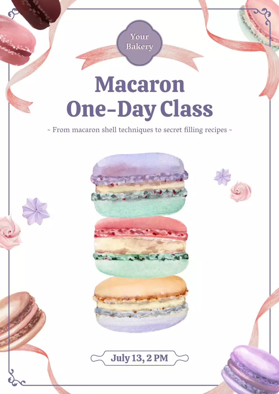 Pastel Elegant Baking Class Invitation Poster