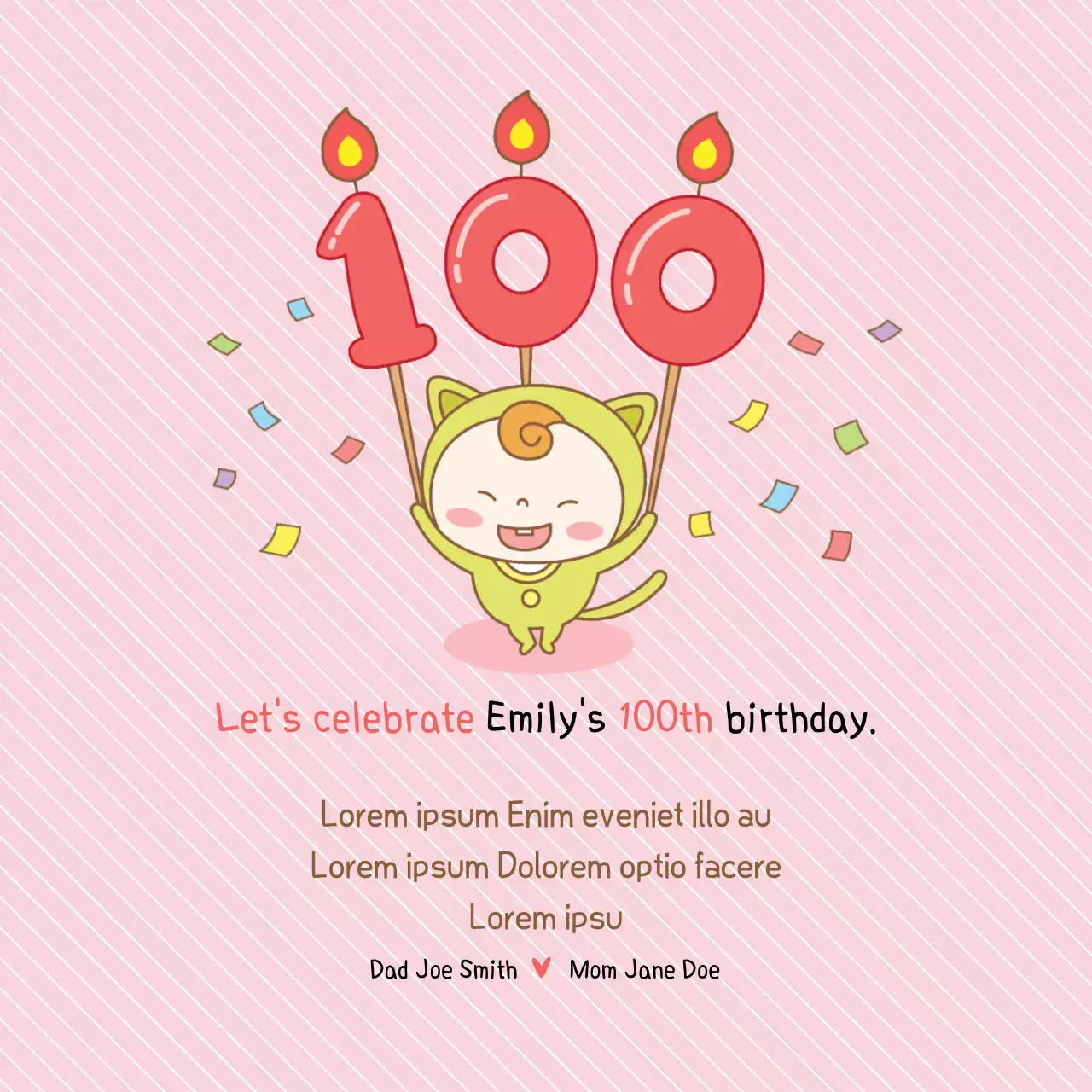 Pink Cute Birthday Invitation Banner