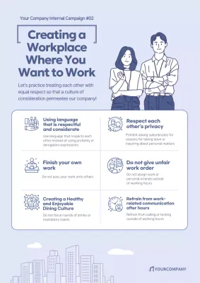 Web poster promoting an internal campaign with bluetone illustrations