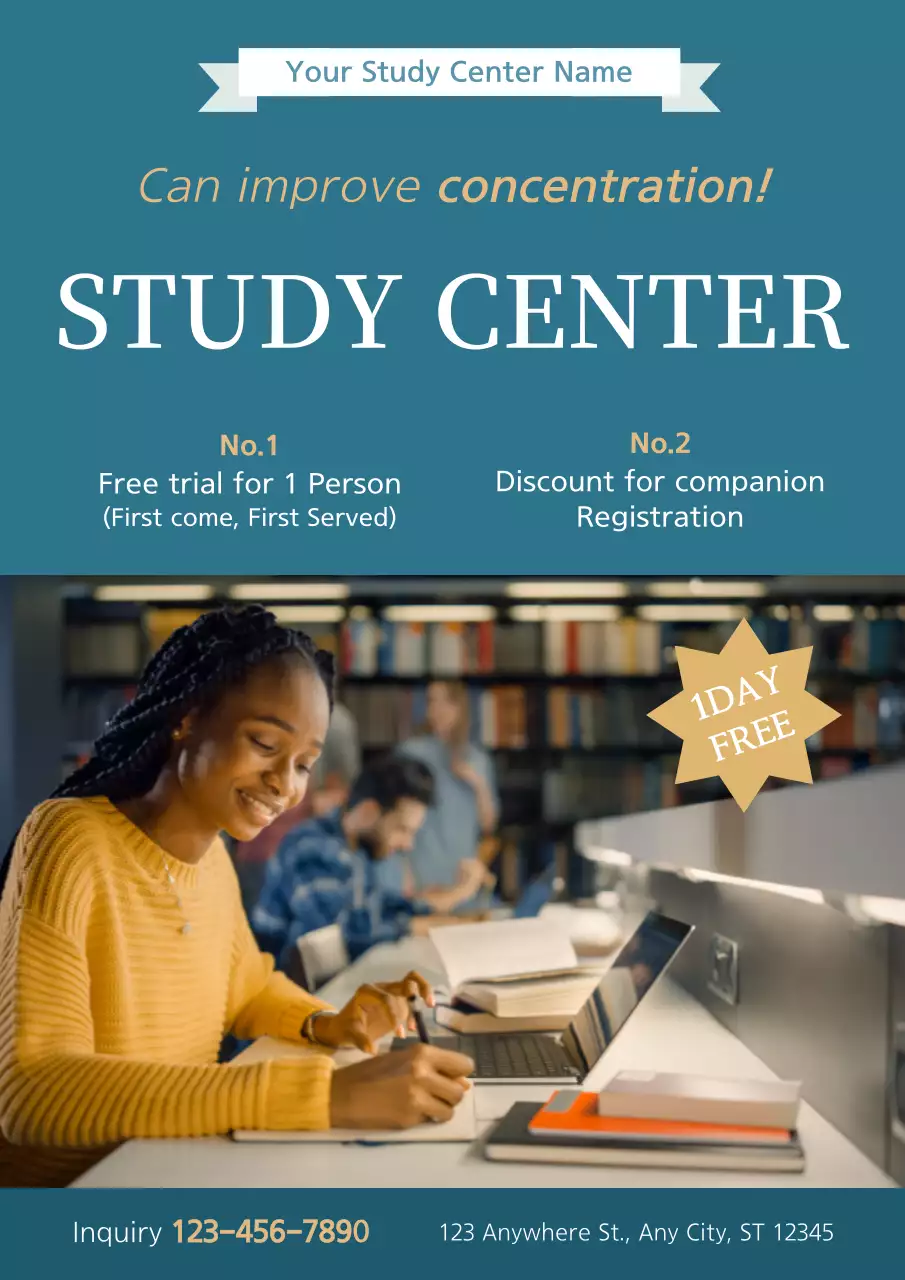 Blue Modern Study Promotion Poster