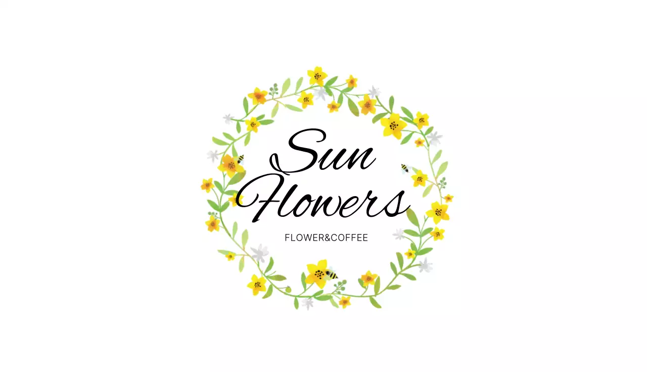 Yellow Floral Coffee Promotion Business Card