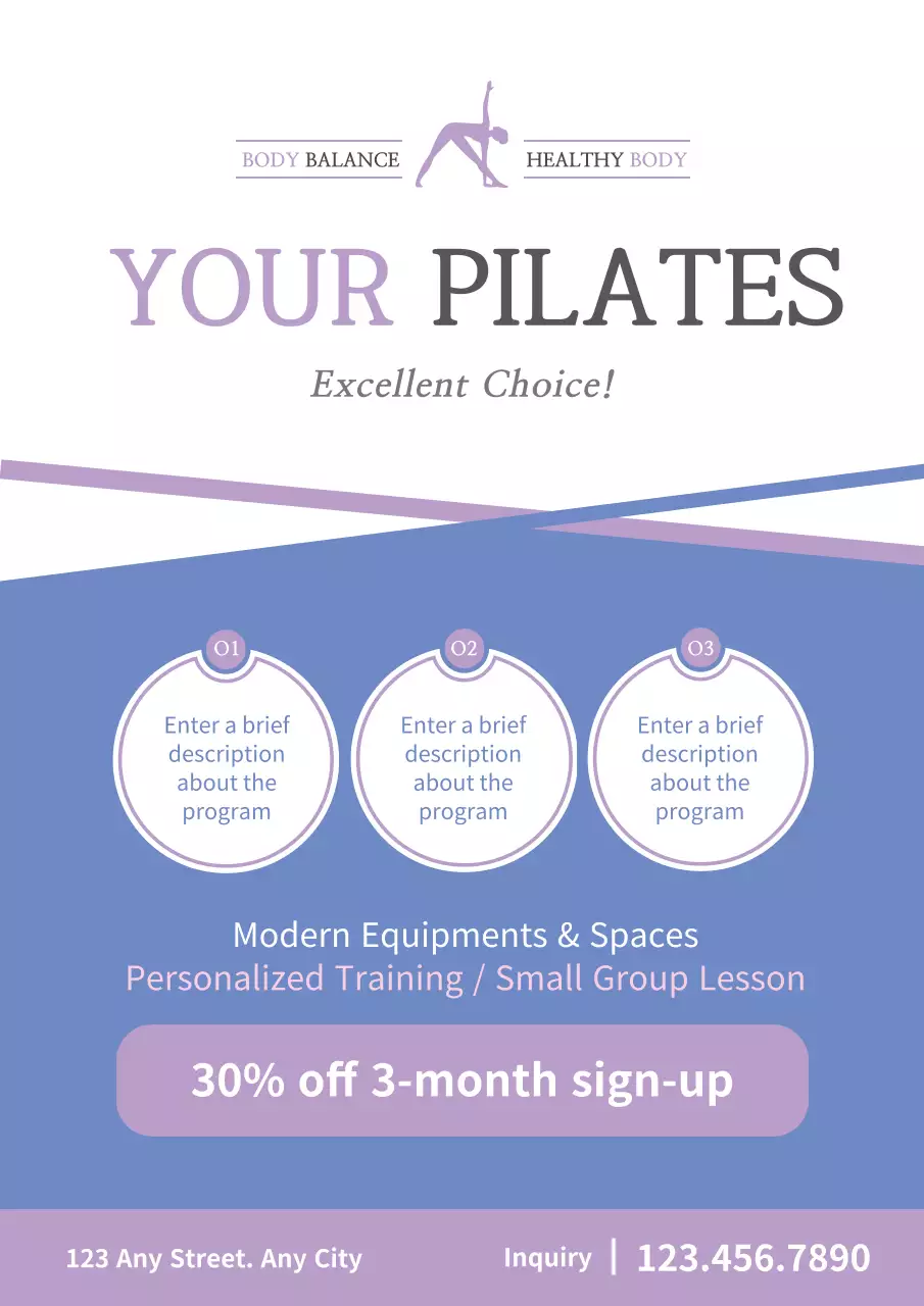 Purple Modern Pilates Promotion Poster