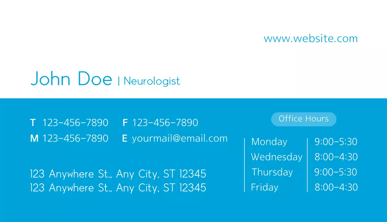Blue Professional Hospital Business Card