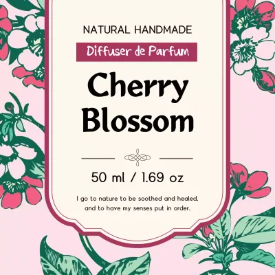Vintage perfume label with pink illustration