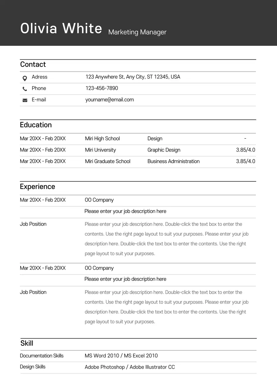 A gray and simple cover letter form