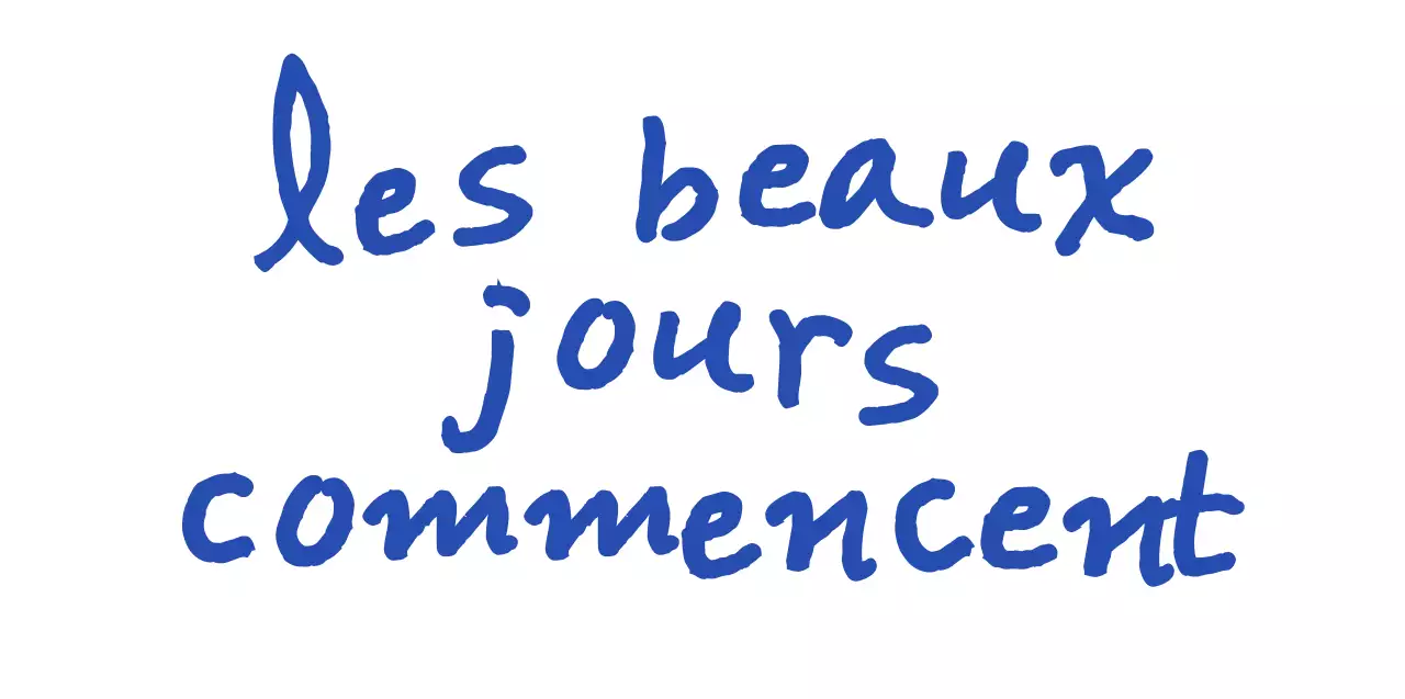 Merchandise with blue, handwritten concept text