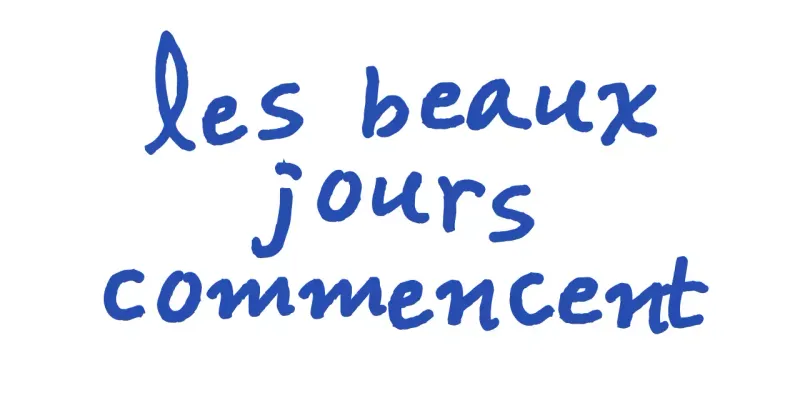 Merchandise with blue, handwritten concept text