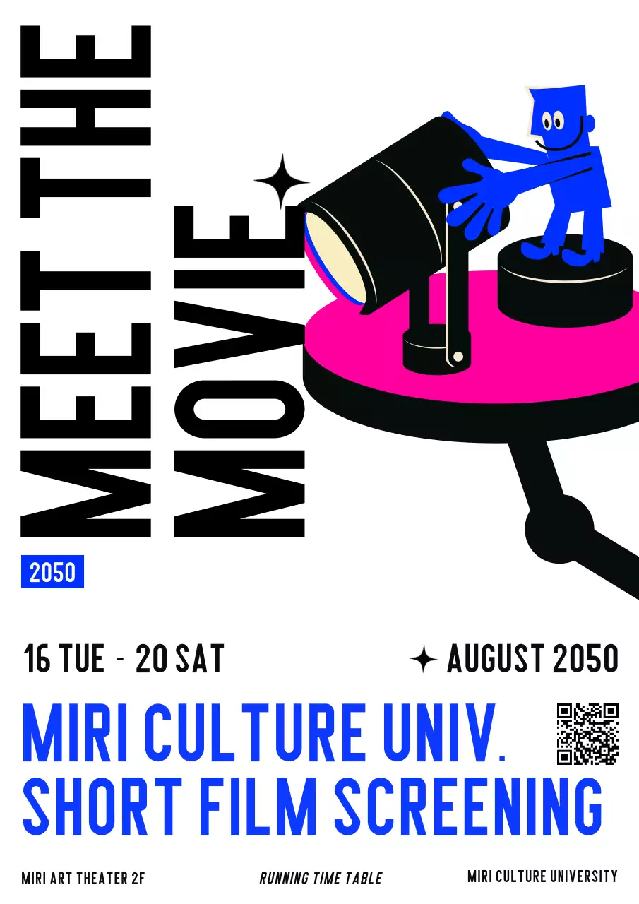 A simple black and white and blue movie screening promotion