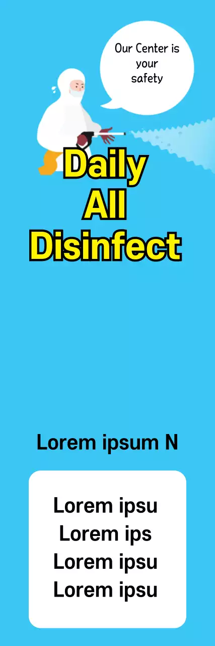 Banner de anúncio de desinfecção mínima azul