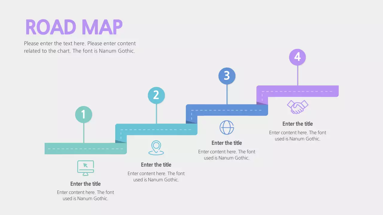 A simple roadmap in blue and purple