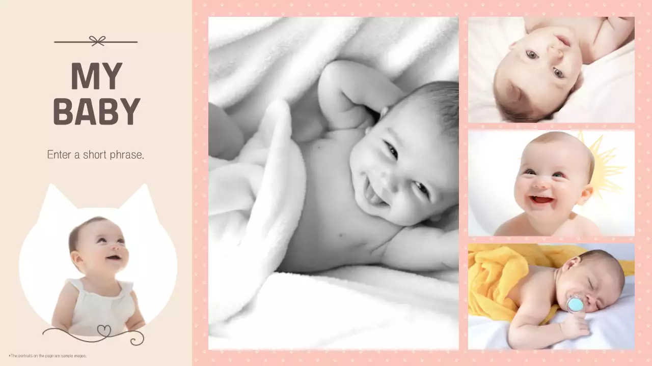 베이지색의 프레임 형식의 러블리한 돌잔치 오프닝 영상