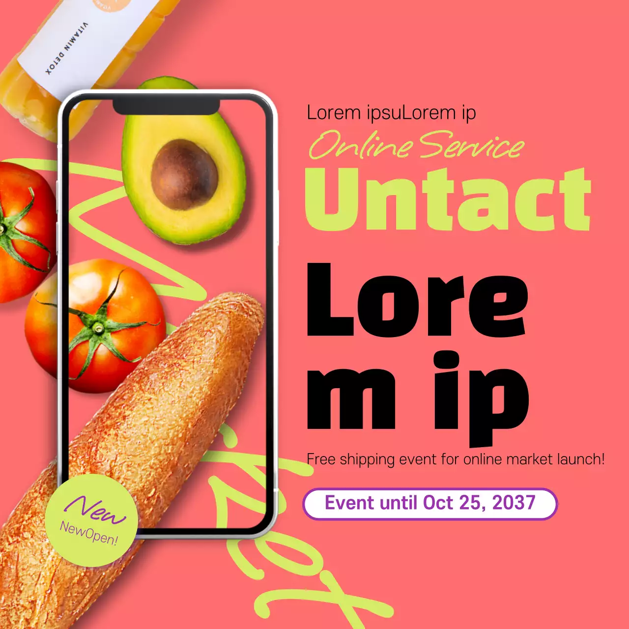 Green Trendy Grocery Promotion Banner