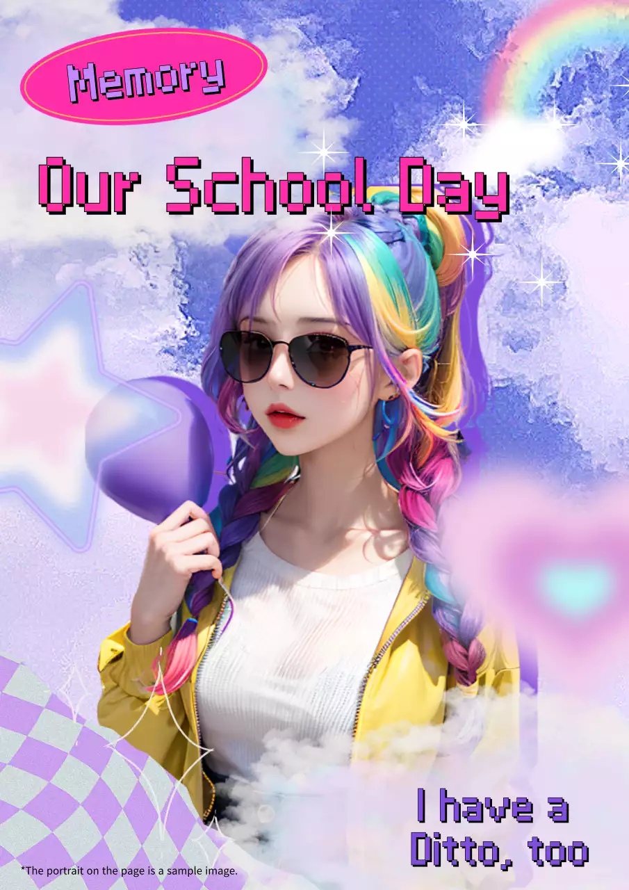 레인보우 레트로 스쿨 포스터