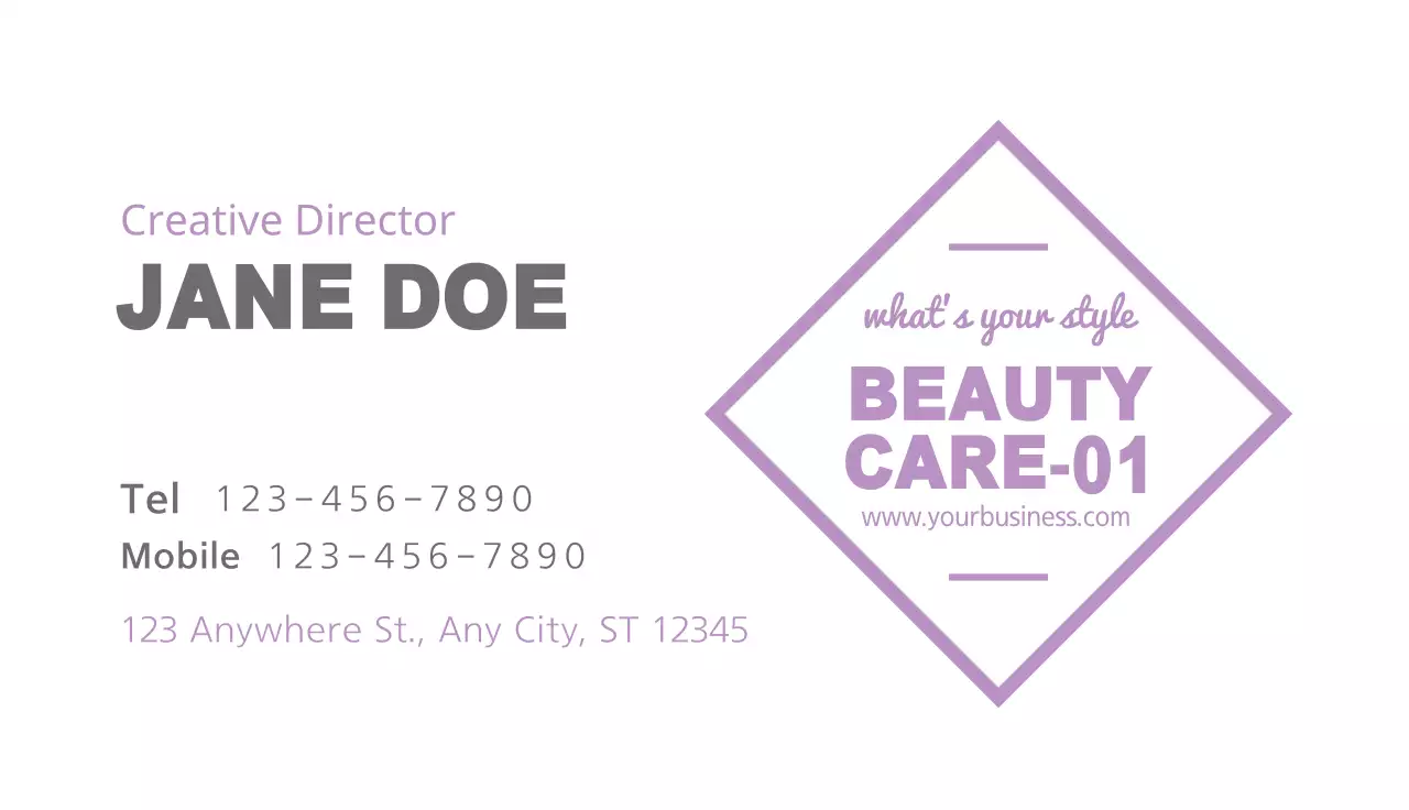Purple Modern Beauty Business Card
