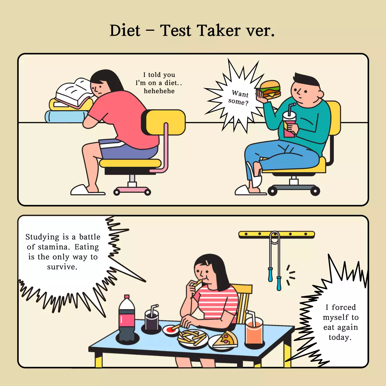 Beige Comic Diet Meme Social Media Post