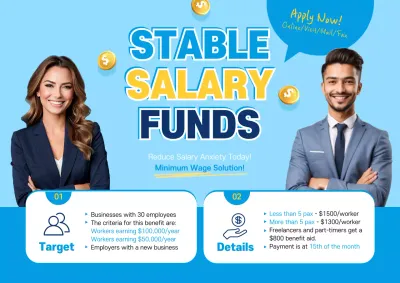 Blue Modern Salary Promotion Poster