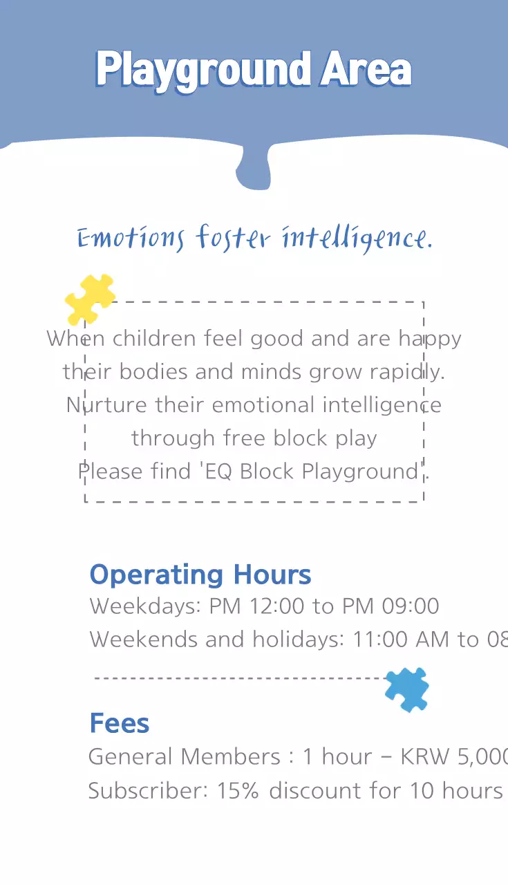 Cartão de visita promocional de playground moderno azul