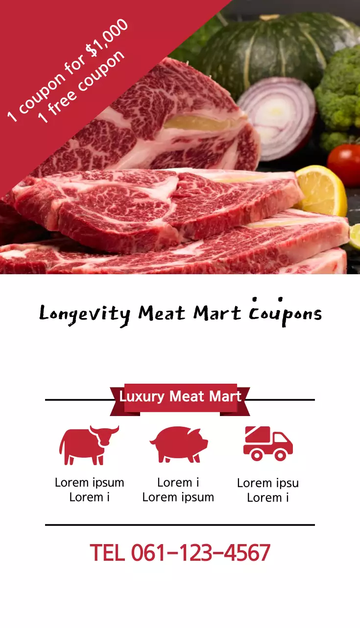 Danh thiếp quảng cáo Red Modern Meat