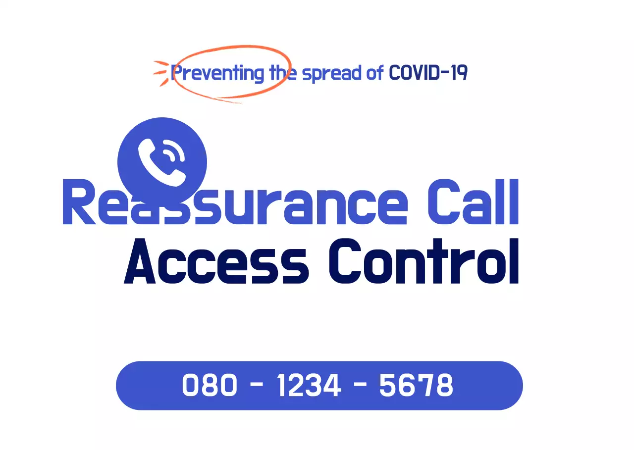 Information about the COVID-19 reassurance call in navy blue and black