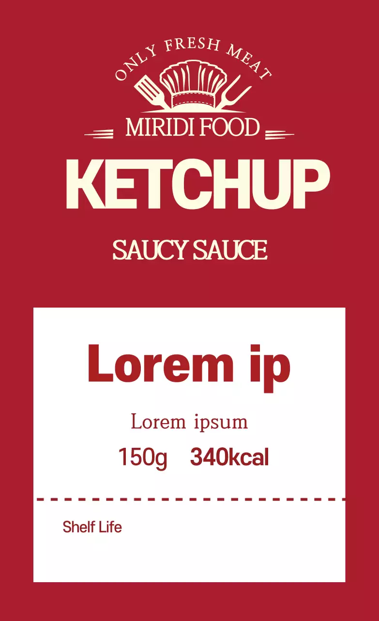 Label Saus Kecap Tomat Makanan Rapi Logo Merah