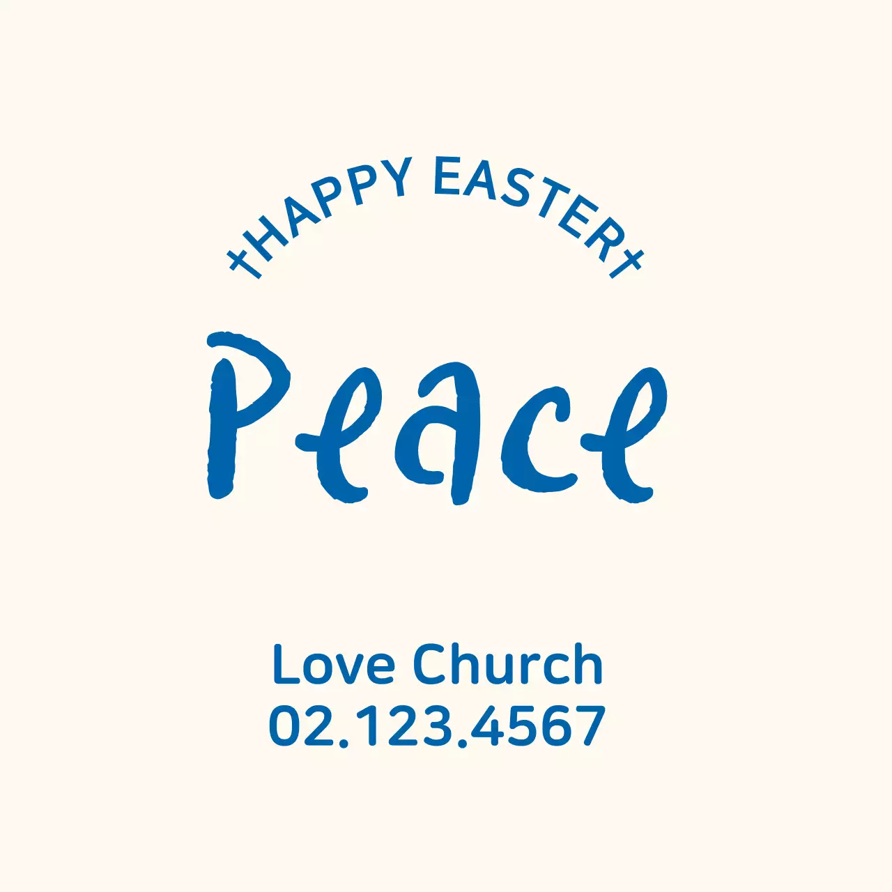 Nhãn phục sinh của nhà thờ với điểm nhấn là chữ màu xanh và trắng