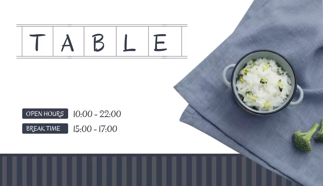 Blue Minimal Restaurant Menu Business Card