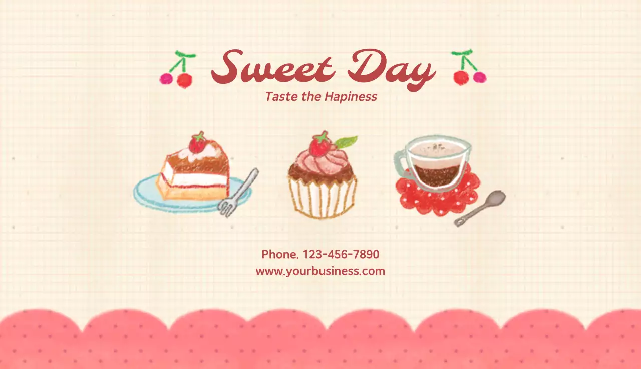 Pink Retro Dessert Promotion Business Card