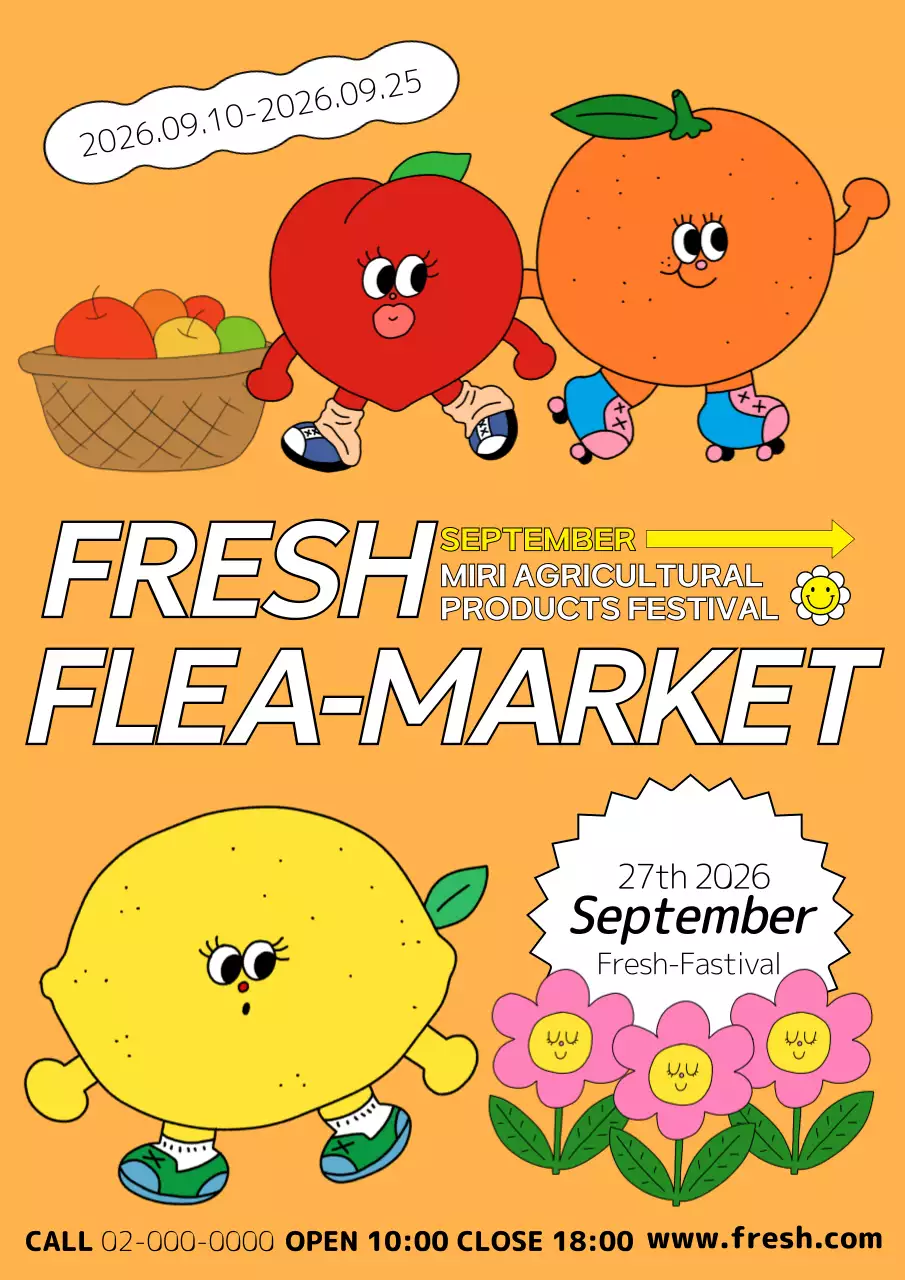 Orange Comic Flea Market Promotion Poster