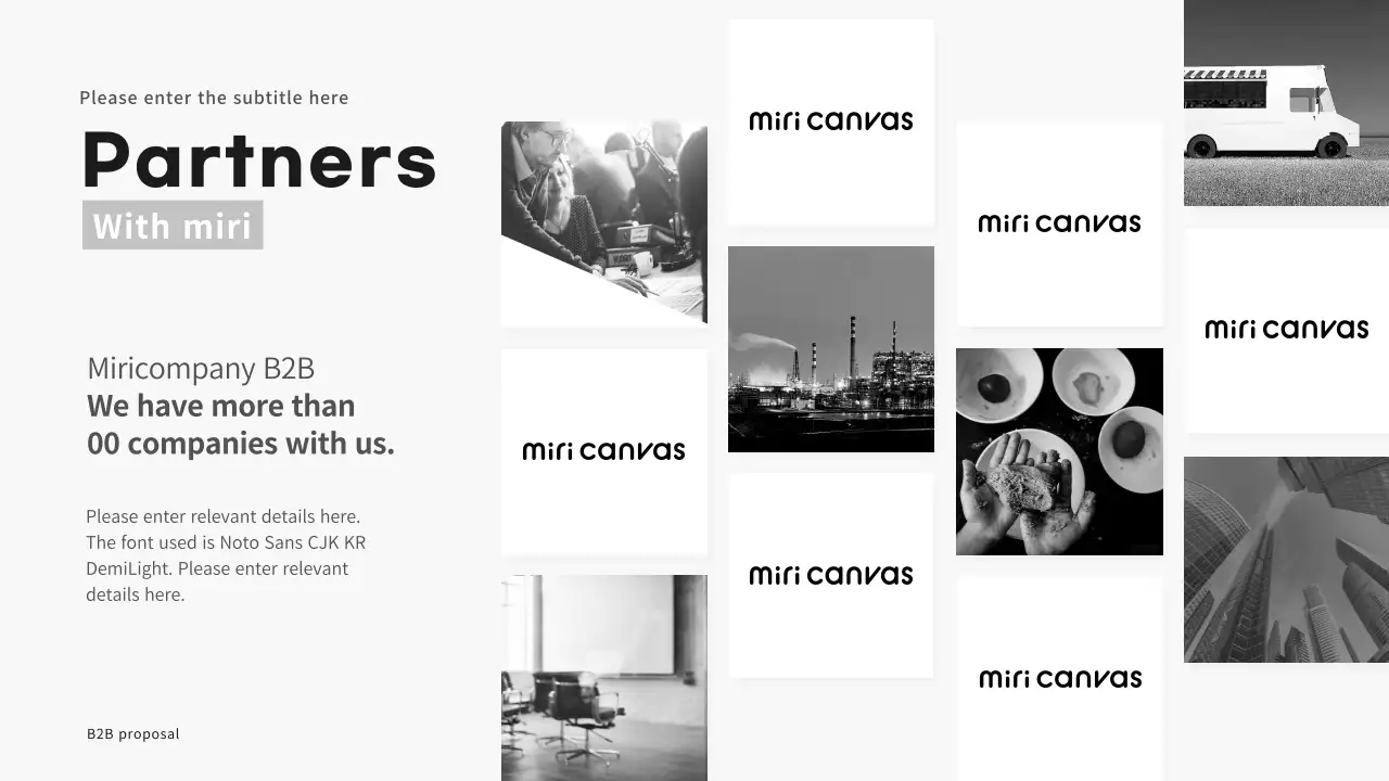 Corporate B2B proposal presentation in black and gray tones