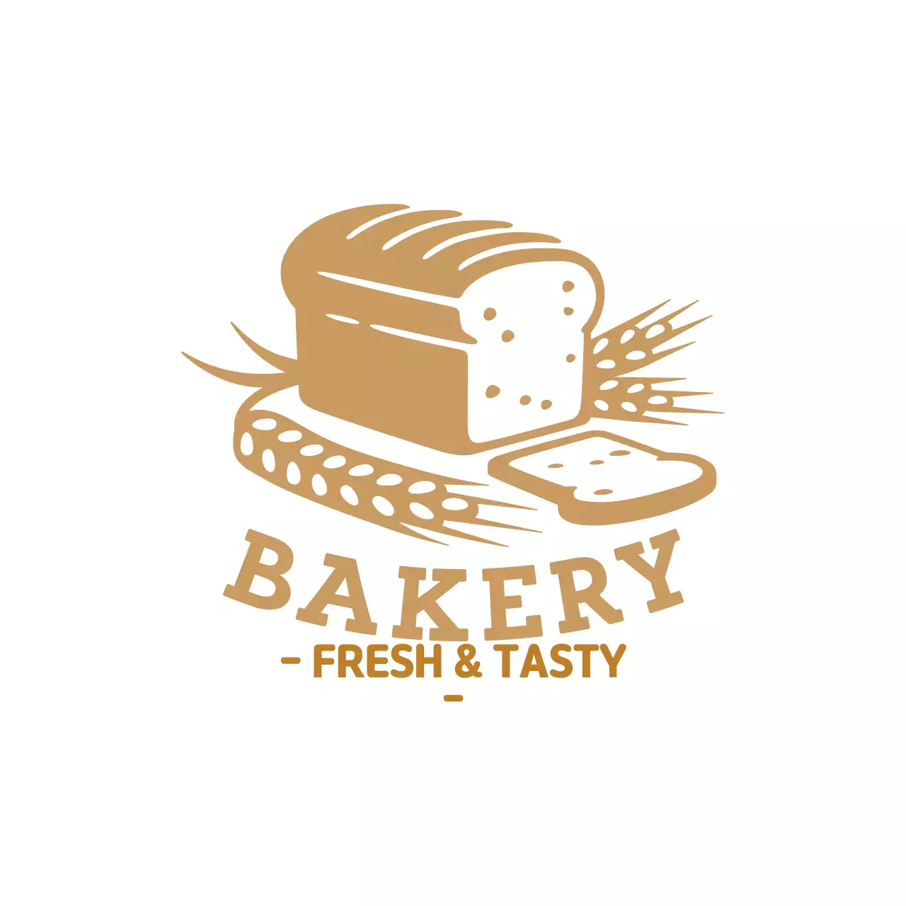 Nhãn hiệu bánh mì nhà hàng gọn gàng màu nâu minh họa