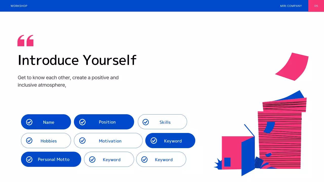 Blue and Pink Illustrated Team Building Workshop