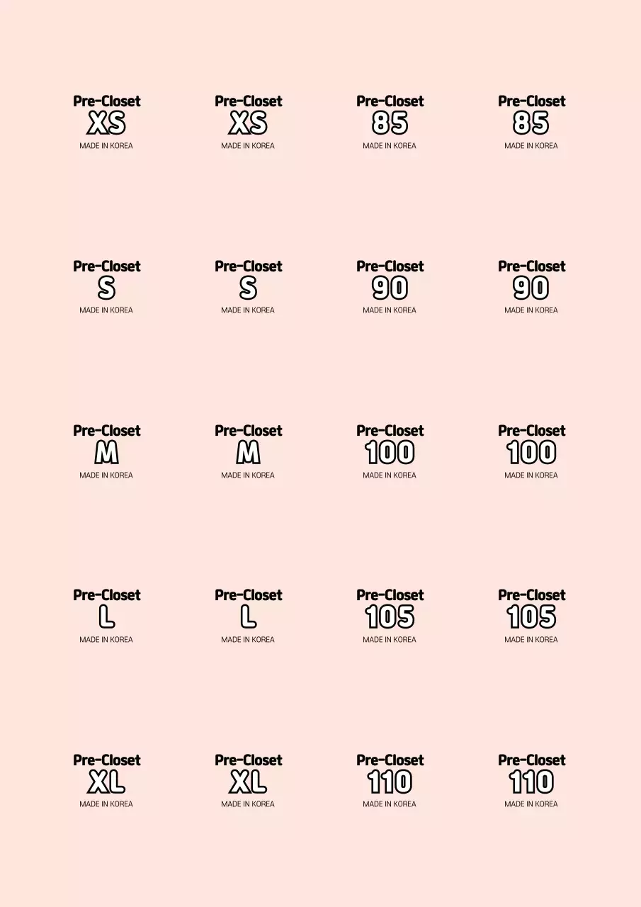 Stiker Ukuran Pakaian Sederhana Stiker Tangan Bebas Transparan