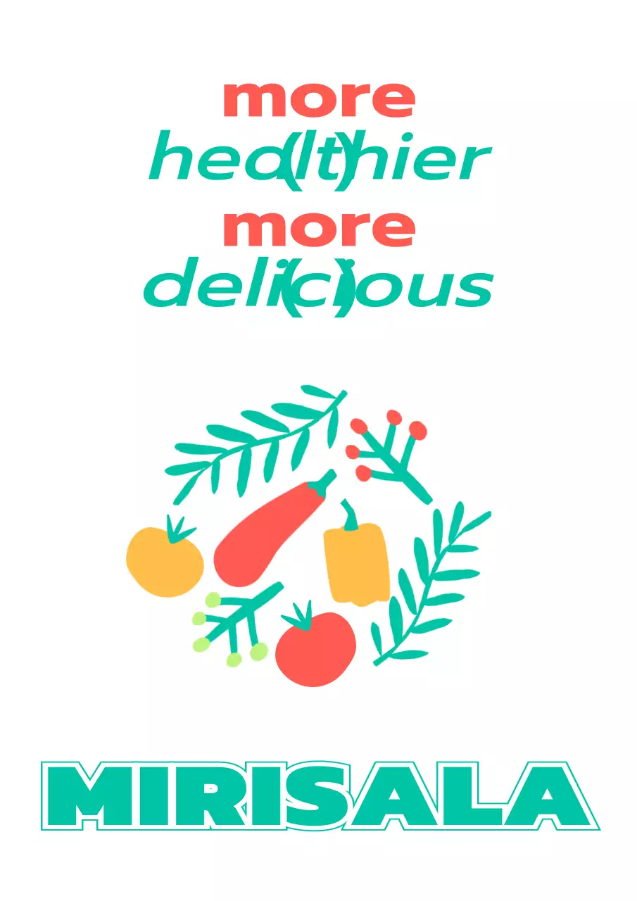 Khuyến mãi cửa hàng salad với hình minh họa các loại rau và thực vật đơn giản có màu xanh ngọc và đỏ