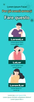 Istruzioni illustrate per gli eventi avversi da vaccino con sfondo blu e testo rosso a contrasto