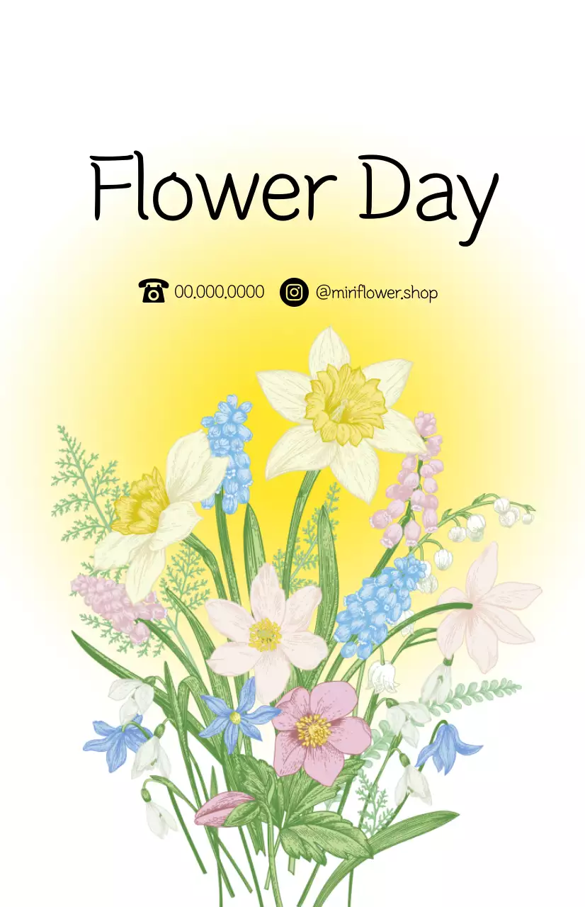 Uma florista com gradientes de cor e ilustrações de ramos de flores para um toque fresco de primavera