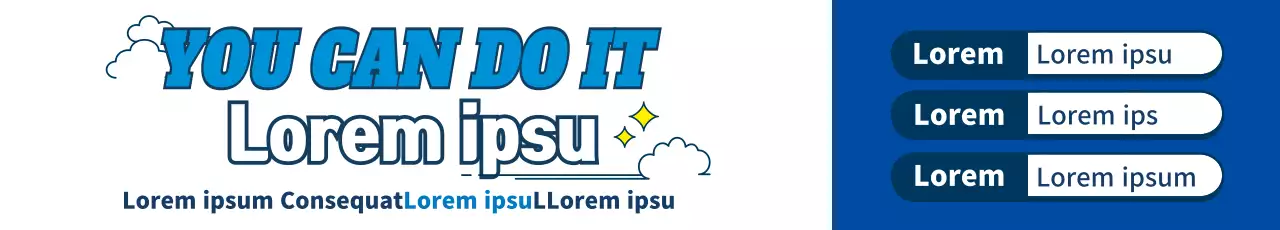 Banner de anúncio de motivação em negrito azul