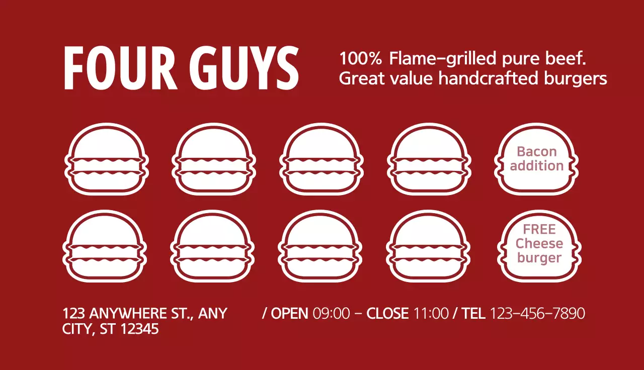 Red Traditional Burger Promotion Business Card