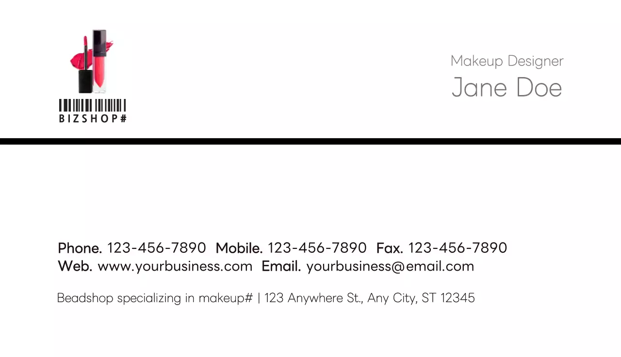 Red Minimal Makeup Business Card