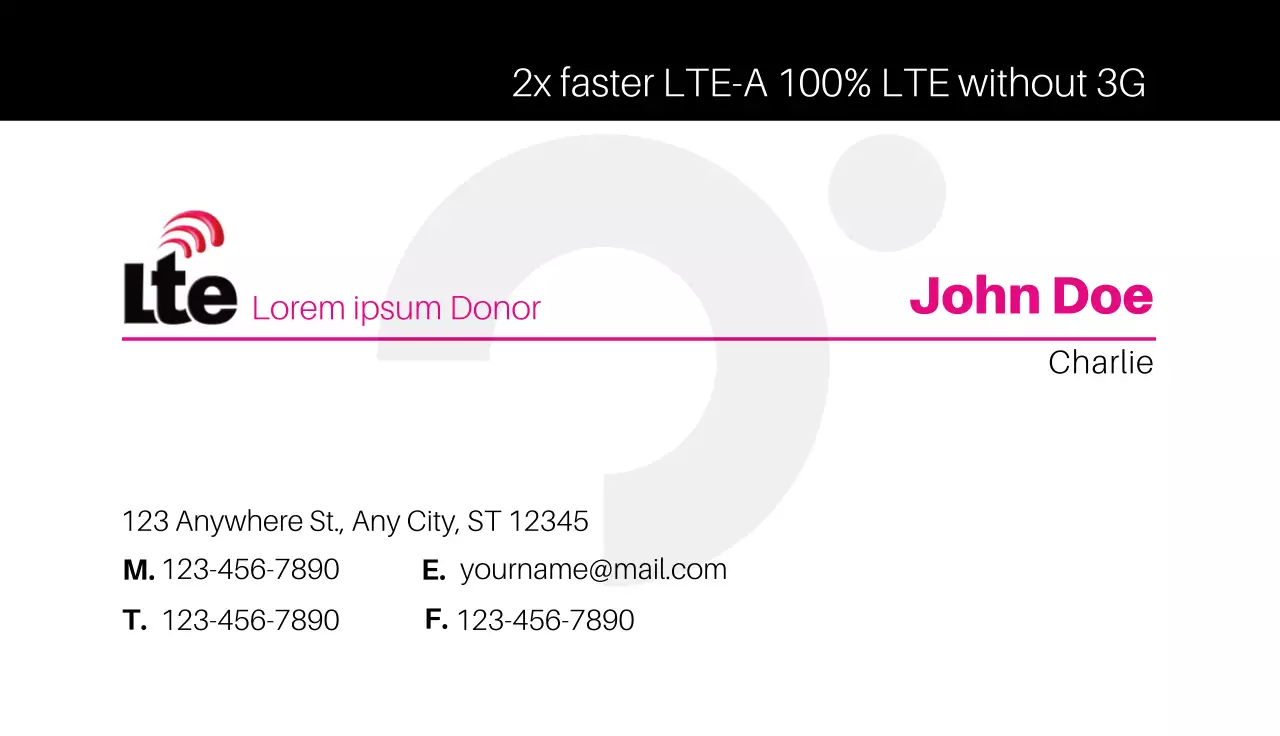 Pink Modern Lte Advertisement Business Card