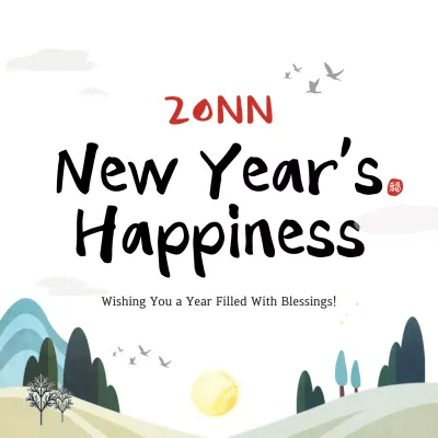 White Traditional New Year's Card Social Media Post